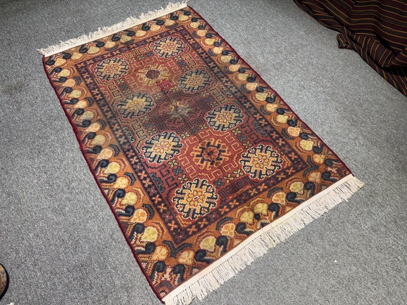 Fine Antique Caucasian Rug 3x5 ft Hand Knotted Heris Kazak Vintage Oriental Rug gallery