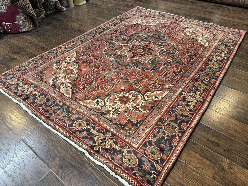 Per'sian Heriz Rug 6.6 x 9 Geometric Tribal Carpet Medium Size gallery