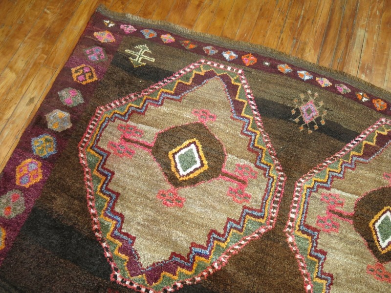 Vintage Turkish Oushak Kurdish Kars Gallery Geometric Rug Size 5'10''x12'6'' gallery