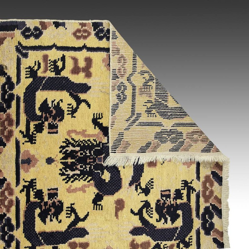 TIBETAN SADDLE RUG WOOL PILE DRAGON MOTIF TIBET CHINA TEXTILES 20TH C. gallery