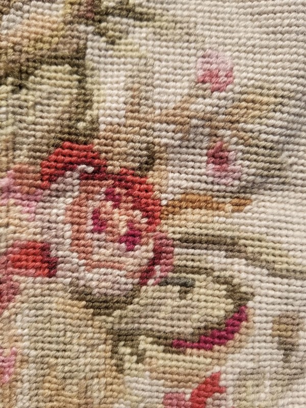 Vintage French Handwoven Floral Multicolor Wool Rug Carpet 5.7x3.8ft gallery