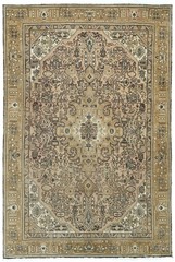 Rare Handmade Floral Geometric Oriental Rug Distressed Vintage Carpet 6’4X9’5 ft