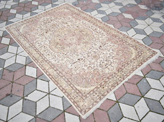Vintage Turkish Rug 67” x 98” Hand-knotted Rug Muted Dye Oushak Wool Rug