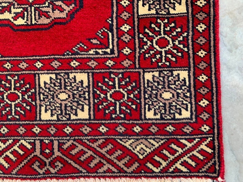 Vintage Afghan Jaldar Bokhara, Wool Area Rug, Traditional Carpet (2x3 ft.) gallery