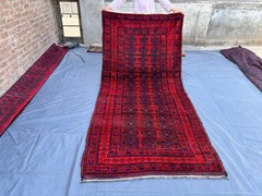Vintage Afghan Red Baluchi Rug 4’3×9’5 Hand Knotted Yaqoob Khani Tribal Carpet