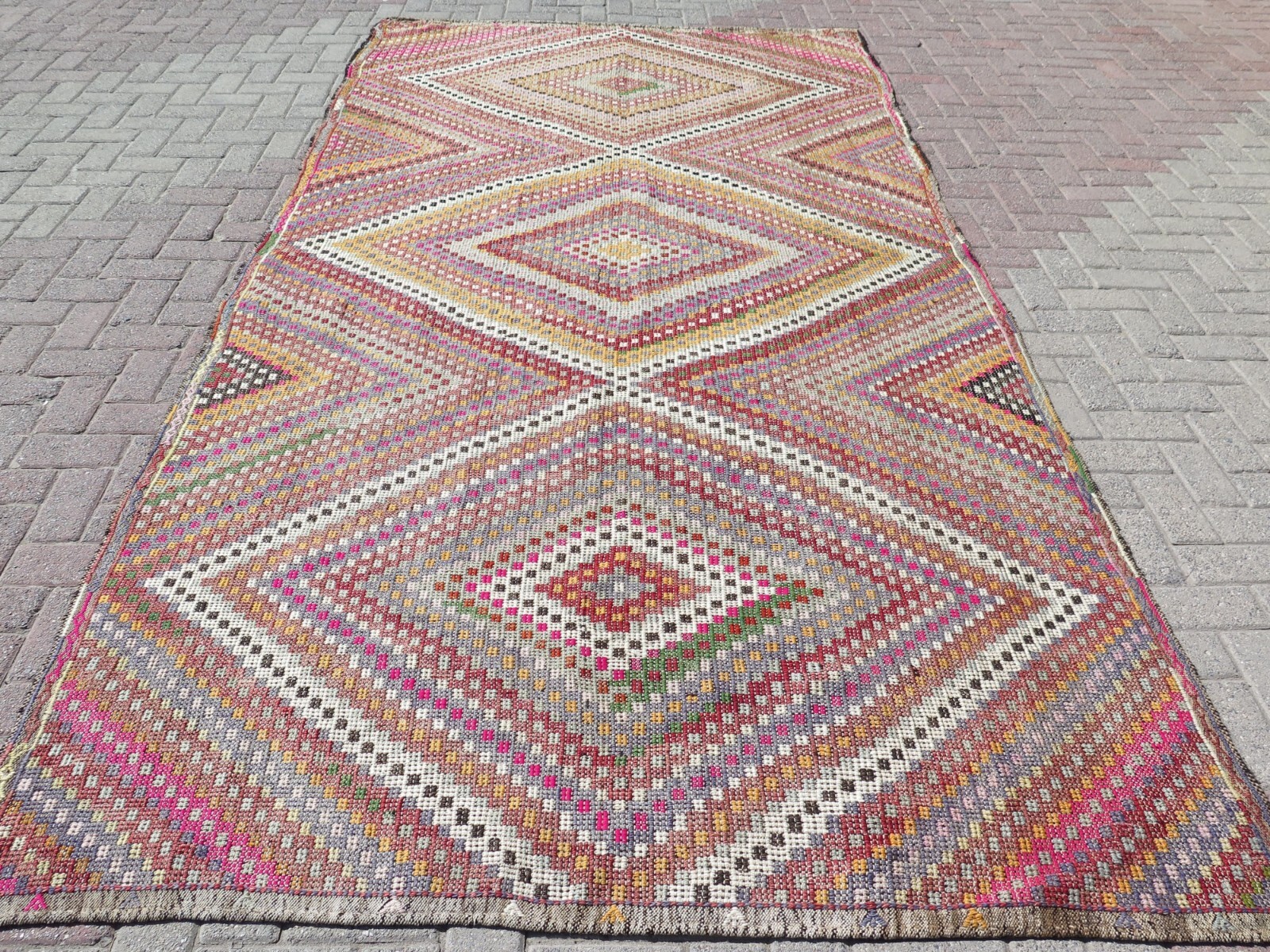 Wool Rugs, Vintage Rug, Area Rug, Turkish Kilim Embroidery Rug 6,08ft X 11,75ft gallery