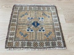 Brown rug, Turkish rug, Vintage Rug, Square rug, Wool rug, Doormat, 1.1 x 1.1 ft