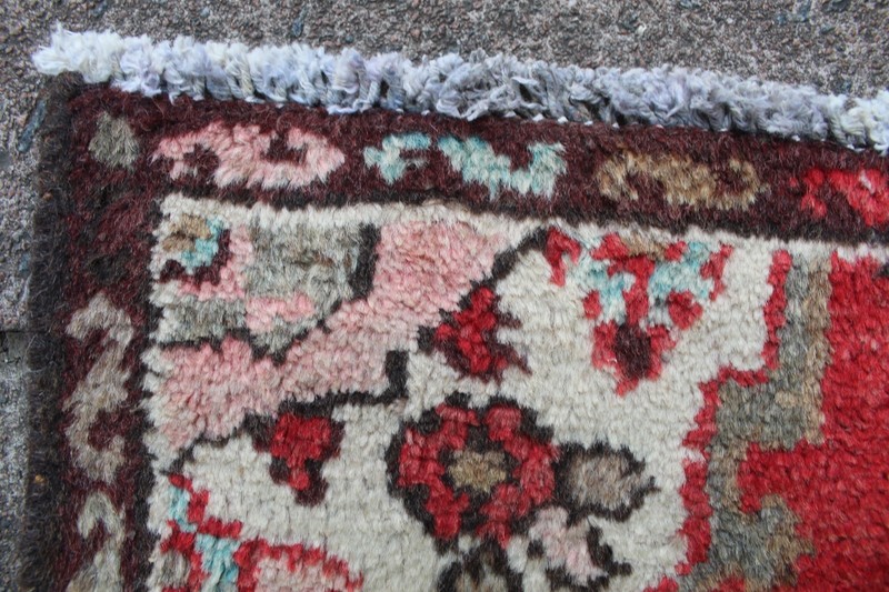 Vintage Worn Hand Made Traditional Oriental Wool Red Long Runner 257x63cm gallery