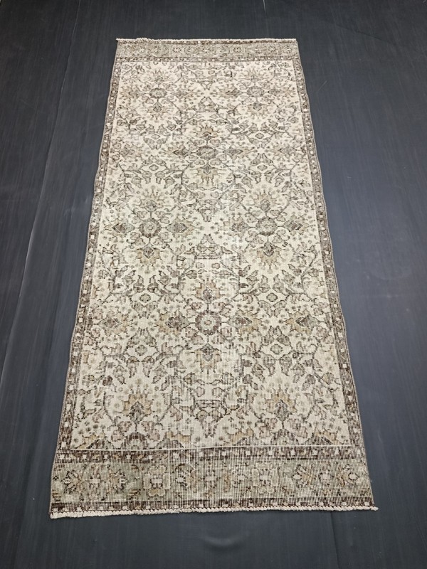 Beige Turkish Vintage Runner, 2.9x6.7ft, Antique Beige Brown Handmade Runner, gallery