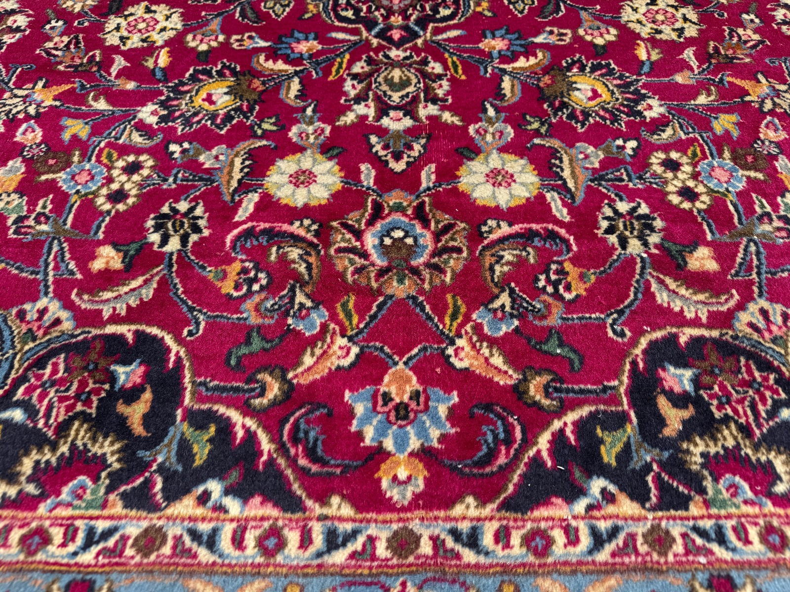 9x12 ANTIQUE ORIENTAL RUG RED BLUE PINK PURPLE HANDMADE fine vintage big 10x13 gallery