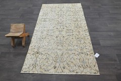 Oushak Turkish Vintage Rug 4×6 Kilim Rug Anatolian Handmade Boho Decor BEIGE