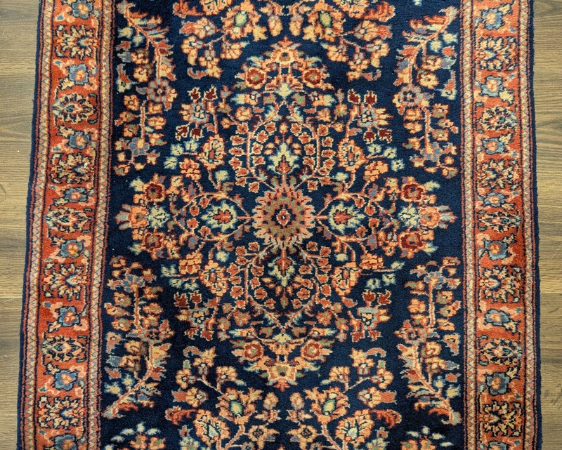Indo Per'sian Sarouk Mohajaran Runner 3 x 9.4, Navy Blue, Floral gallery