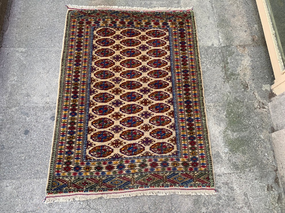3'4'' x 4'8'' Vintage Carpet Natural Village Rug Handmade Rug.SKU:P1666