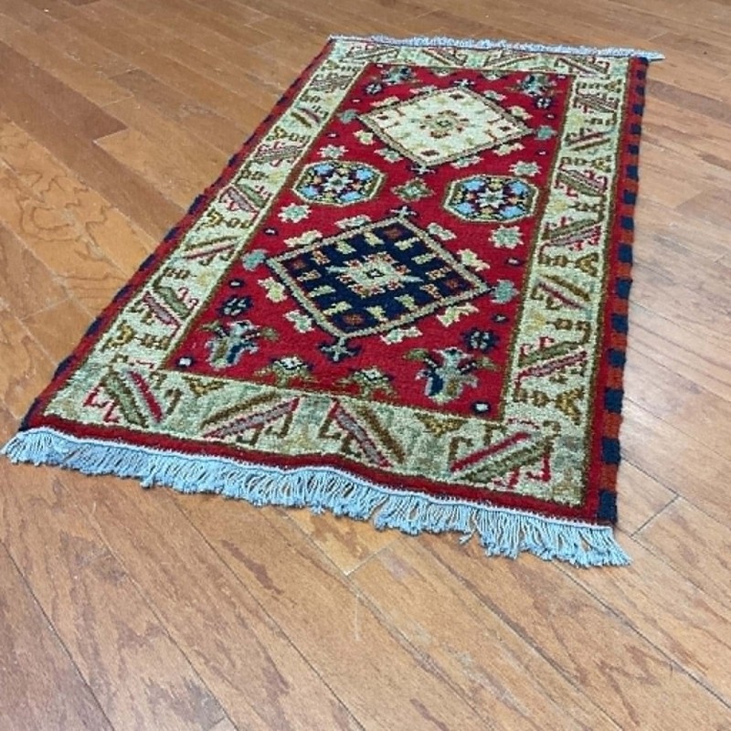 Handmade Indo Kazak Wool Rug 2' X 3' gallery