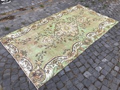 Bohemian Area Rug Handmade Wool Rug Turkish Vintage Traditional Rug 4,9 x 8,8 ft
