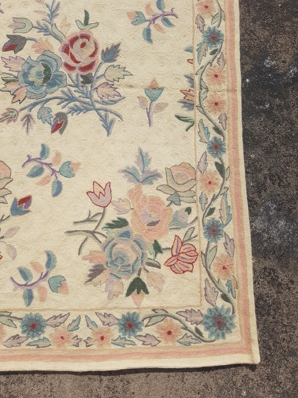 Vintage Hand Woven Traditional Kashmiri Floral Multicolor Kilim Rug 146x91 cm gallery