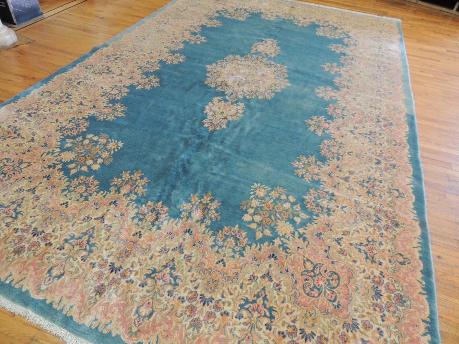 9x14 10x14 Antique Kermaan Oriental Area Rug BLUE Pink Stunning!wool knotted gallery