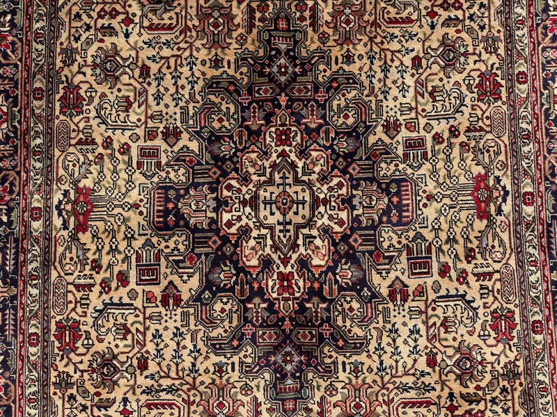 ANTIQUE ORIENTAL RUG 7x10 NEUTRAL VINTAGE handmade HAND-KNOTTED rare fine 6x9 ft gallery
