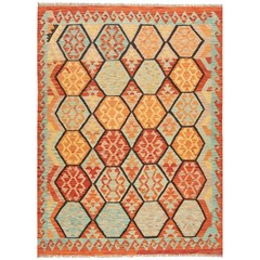 Kilim Afghan 230×177 cm Wool Rug Geometric Hand Knotted Kilim