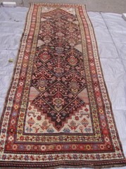 Antique 1880s Caucasian Runner Handmade Pictorial Wool Tribal Rug 3’4″ x 11’9