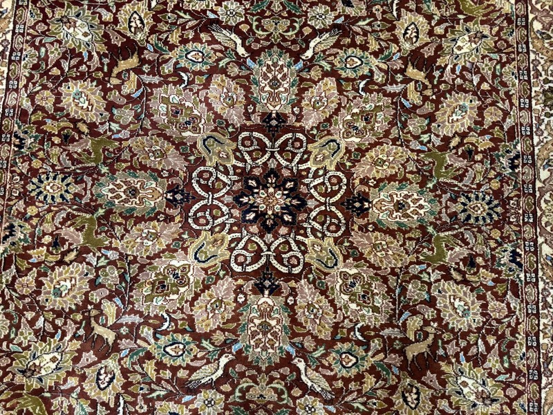Tree of Life Indian Kashmiri Rug 6x9 Rust Red Cream Animal Pictorials 290 KPSI gallery