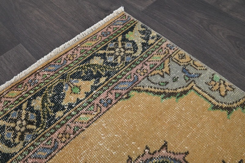 Vintage Turkish Runner Rug 3x13ft BEIGE Handmade Anatolian Oushak Hallway Wool gallery