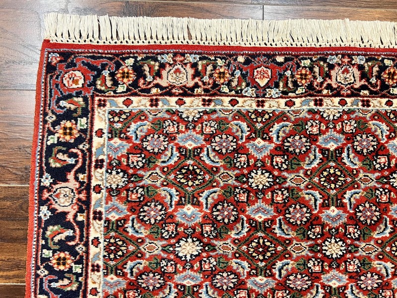 Indo Perisan Rug 3x5 Red Navy Blue Vintage Wool Handmade Small Bidjar Carpet gallery
