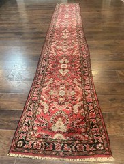Per’sian Runner Rug 2 x 13.6 Handmade Floral Red Rug for Hallway or Kitchen