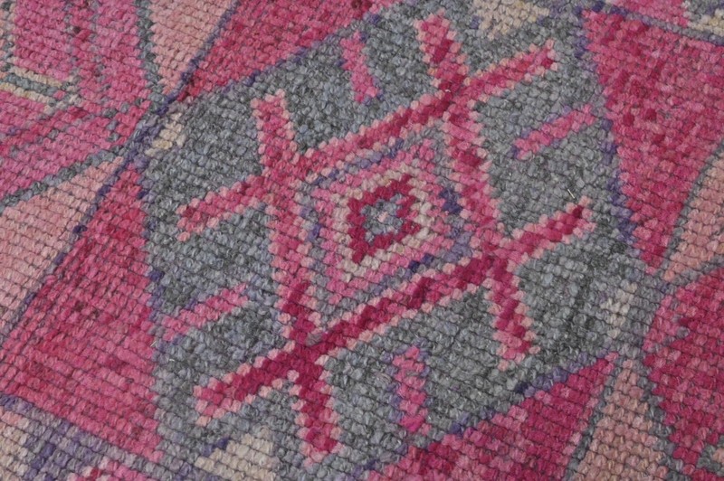 Vintage Turkish Runner Rug 3x13ft PINK Handmade Anatolian Oushak Hallway Wool gallery