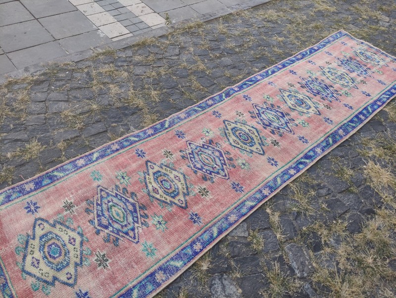 3x11 Turkish kitchen rug 2.62 x 10.73 ft Vintage Handmade 80 x 327 cm Runner Rug gallery