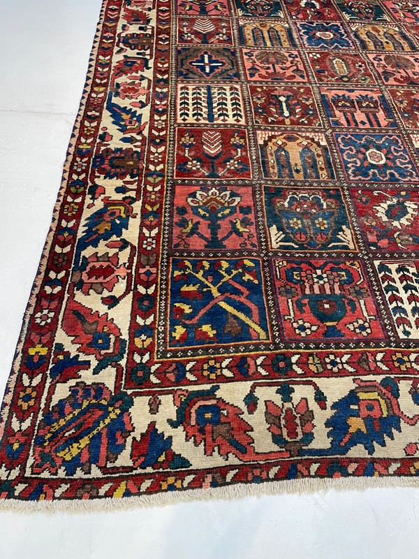 Antique Oriental Hand-Knotted Wool Area Rug Rede/Blue/Ivory/Gold 6'11" x 9'5" gallery