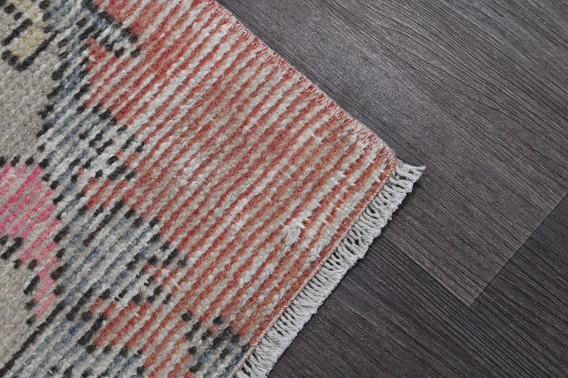 Vintage Turkish Runner Rug 2x7ft RED Handmade Anatolian Oushak Hallway Wool gallery