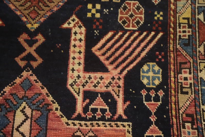 Hand-Knotted Geometric Wool Pre-1900 Antique Kazak Style Vegetable Dye Rug 4x8 gallery