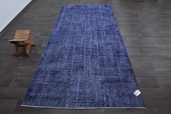 Oushak Turkish Vintage Rug 5×10 Kilim Rug Anatolian Handmade Boho Decor BLUE