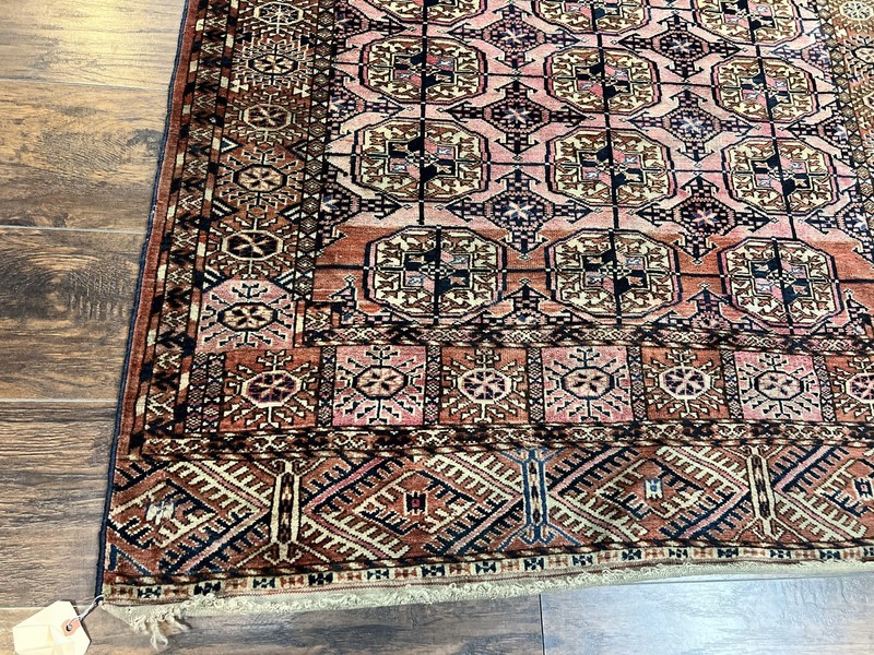 Turkoman Bokhara Rug 4x6 Wool Hand Knotted Antique Handmade Carpet Red Pink gallery