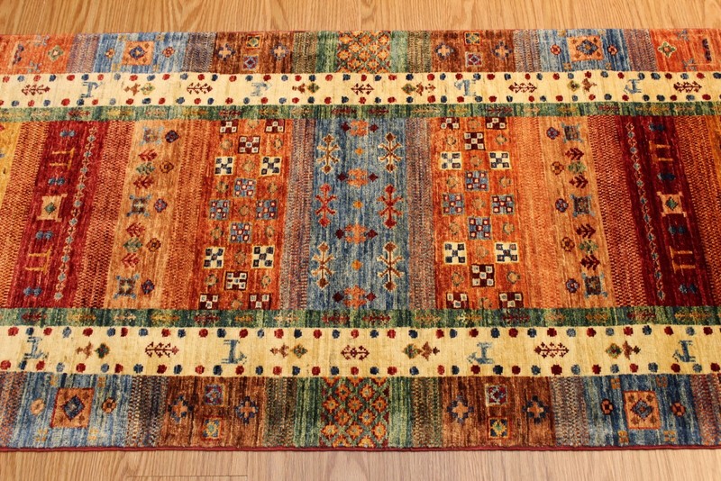 TOP QUALITY HANDMADE 2'8" X10' HALL RUNNER JEWEL COLORS VEGETABLE DYES WOOL RUG gallery