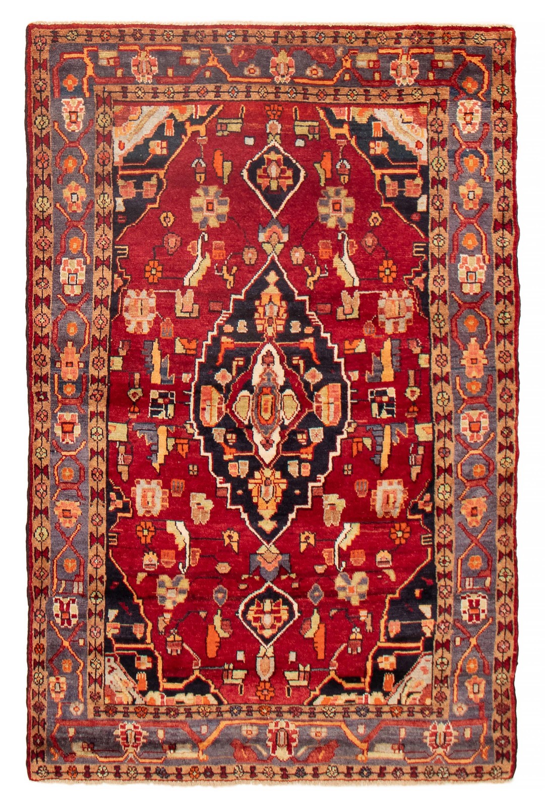Vintage 4'9" x 7'4" Traditional Hand Knotted Vegetable Dye Wool Area Rug gallery