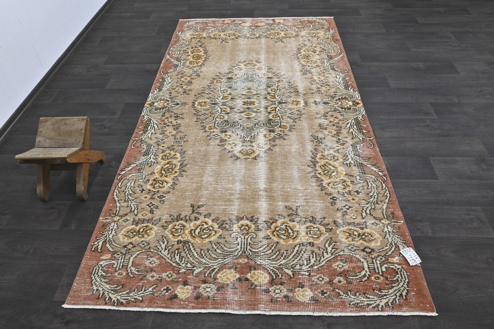 Oushak Turkish Vintage Rug 5x9 Kilim Rug Anatolian Handmade Boho Decor BROWN
