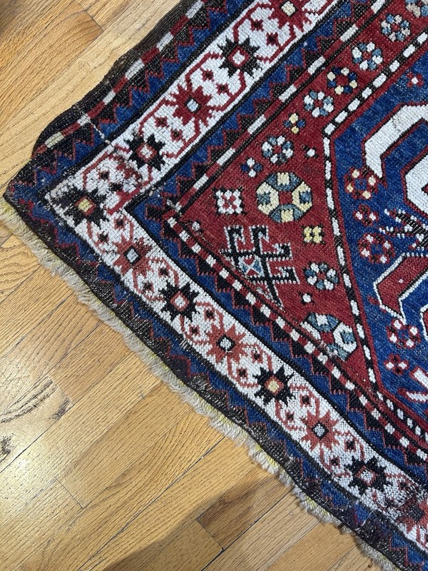 ANTIQUE CLOUD-BAND KAZAK RUG CAUCASIAN MASTER PIECE C.1900 MUSEUM GRADE 8’8 X4’3 gallery