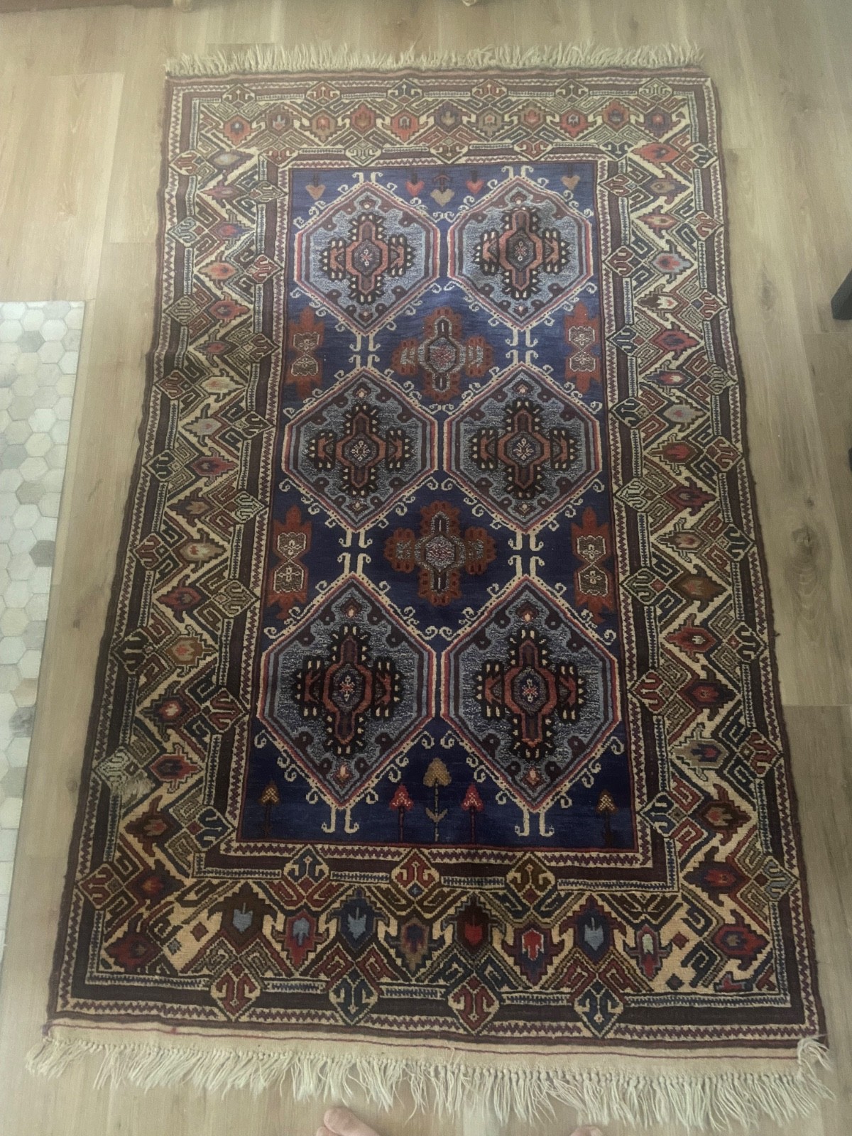 Blue Antique Afghan Baluchi Rug 78x48 Hand Knotted Persian Style Oriental Carpet gallery