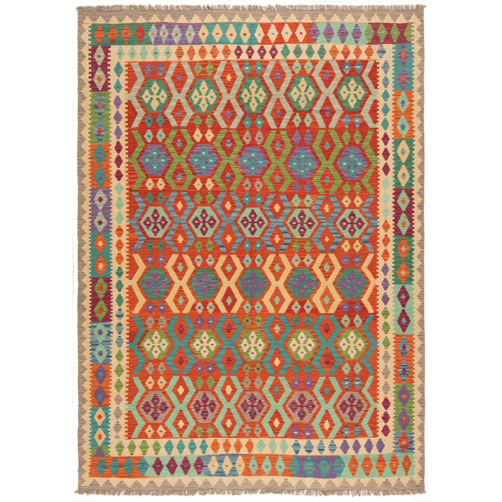 Kelim Afghan 288X208 Cm Handwoven Oriental Carpet Rug gallery