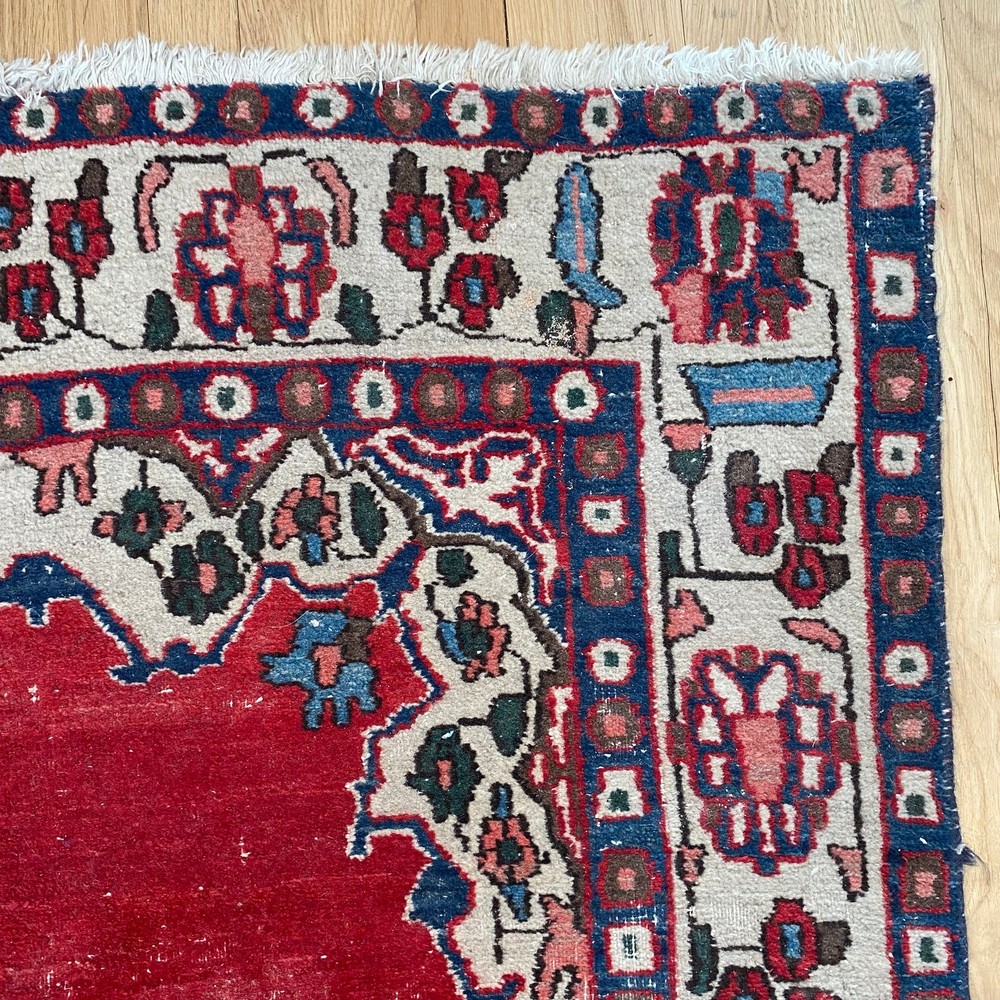 Vintage Rug 4' 10 x 6' 11 Red Hand Knotted Oriental Rug