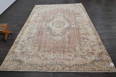 Oushak Turkish Vintage Rug 6×10 Kilim Rug Anatolian Handmade Boho Decor PINK