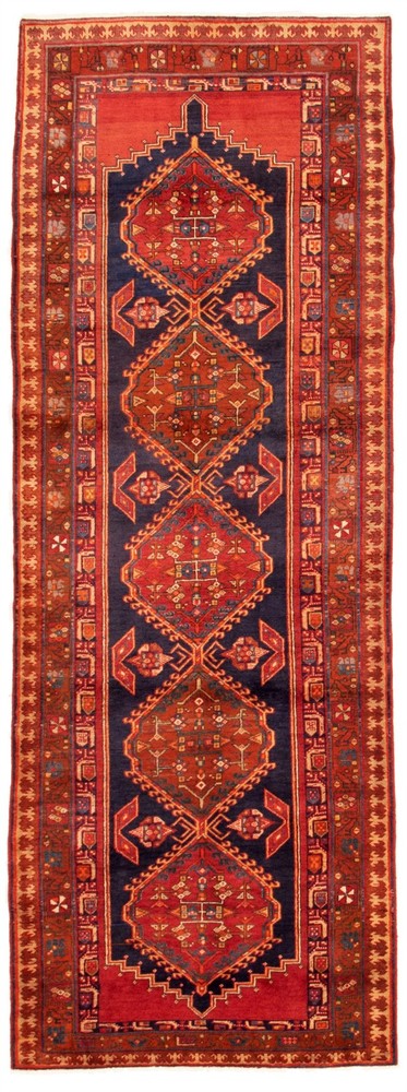Vintage Hand-knotted Runner Rug 3'10" x 11'2" Traditional Oriental Wool Carpet