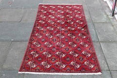 Vintage Worn Hand Made Traditional Oriental Wool Red Narrow Runner 208x86cm