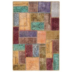 Patchwork 155×104 cm Vintage Hand Knotted Oriental Rug Carpet