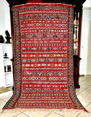 VNTG Moroccan Zemmour Hanbal Berber Kilim Flatweave Tribal Textile Rug 8’5″x4’5″