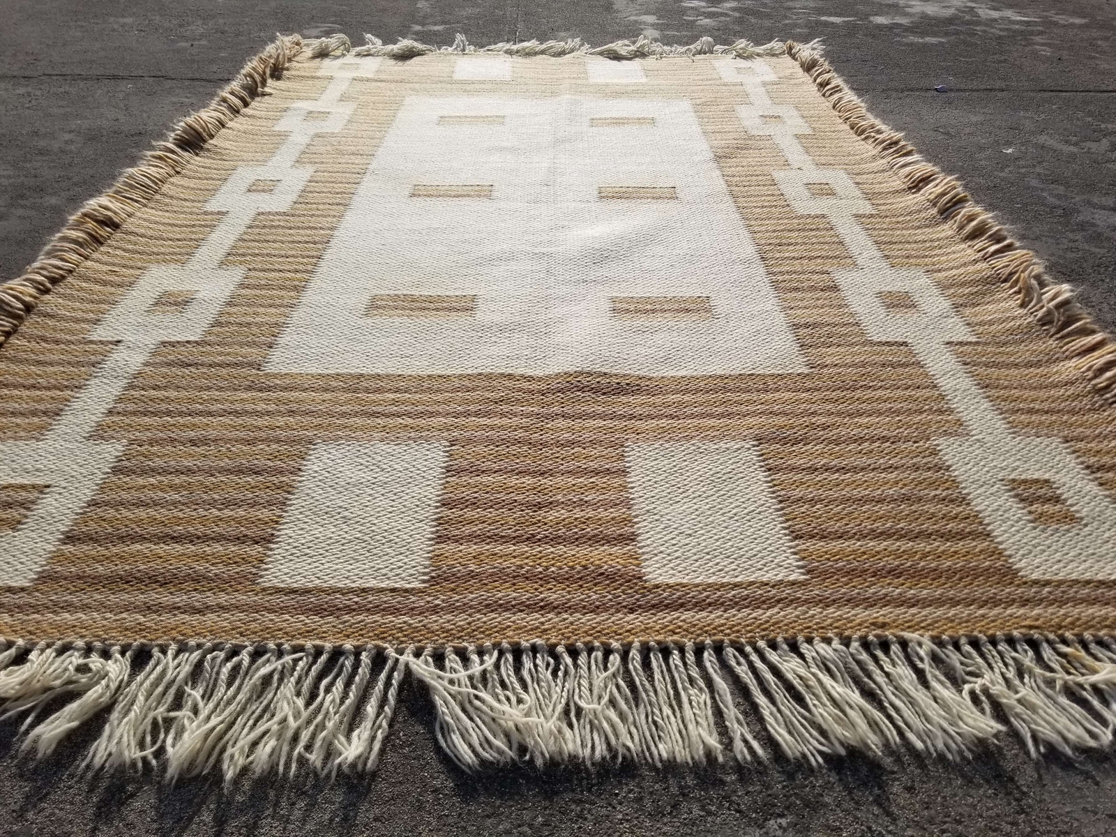 Vintage Traditional Handmade Swedish Wool Multicolor Kilim 203x132cm gallery