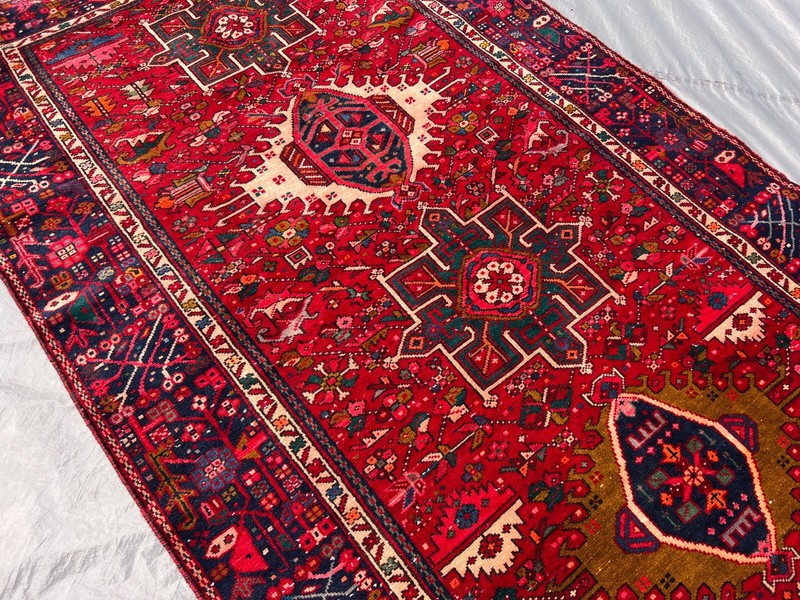 Red Hand Knotted Antique Runner Rug 5x13 Geometric Caucasian Persian Wide Carpet gallery