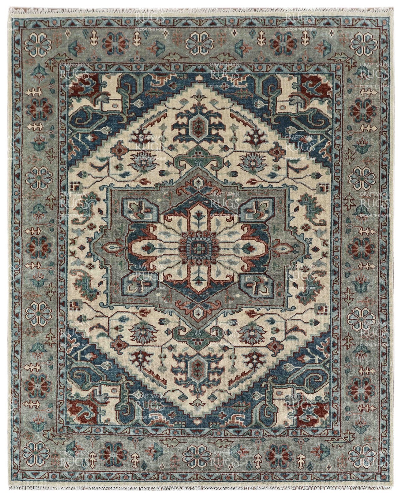 8x10 Light Ivory & Gray Hand made Traditional Living Area Rugs, 8x10ft gallery